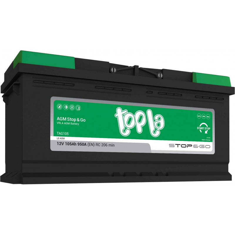 TOPLA ECODRY START/STOP AGM 12V105Ah J+ (L6) EN 950A